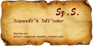Szpevák Sándor névjegykártya