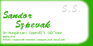 sandor szpevak business card